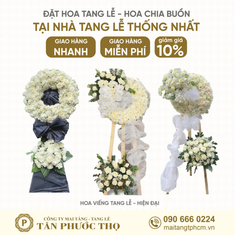 hoa tang lễ tại Nhà Tang Lễ Thống Nhất theo phong cách tang lễ hiện đại