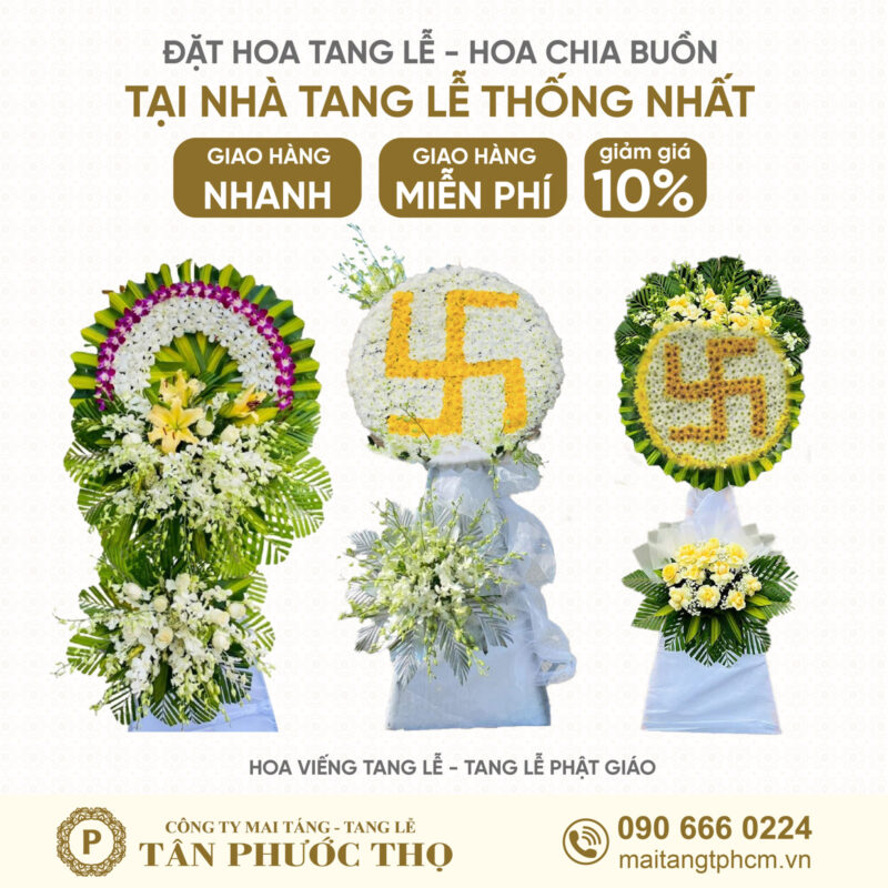 hoa tang lễ tại Nhà Tang Lễ Thống Nhất theo nghi thức tang lễ phật giáo