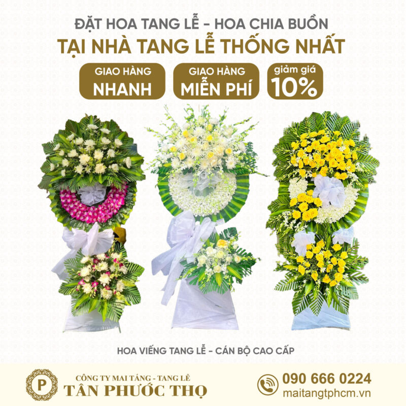 hoa tang lễ tại Nhà Tang Lễ Thống Nhất theo nghi thức tang lễ cán bộ