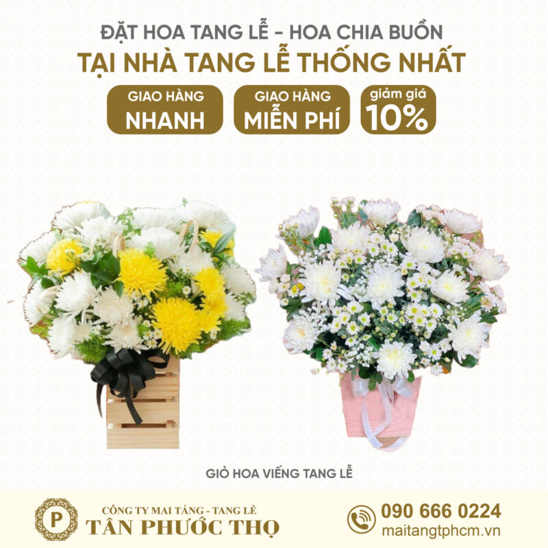 Giỏ hoa tang lễ tại Nhà Tang Lễ Thống Nhất
