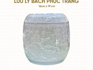 Hũ Cốt Cao Cấp Ngọc Lưu Ly Xanh Bách Phúc Trắng