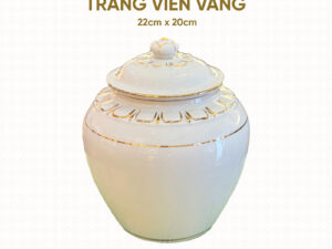 Hũ cốt trắng viền vàng