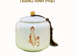 Hũ cốt gốm trắng hình phật