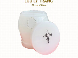 Hũ Cốt Ngọc Lưu Ly Vàng Nắp Vuông Công Giáo