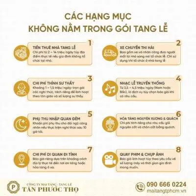 Hạng mục không nằm trong gói tang lễ